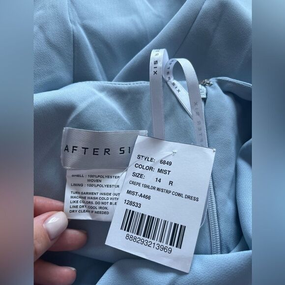 After Six Asymmetrical one shoulder draped cowl maxi dress nwt size 14 - Picture 7 of 7